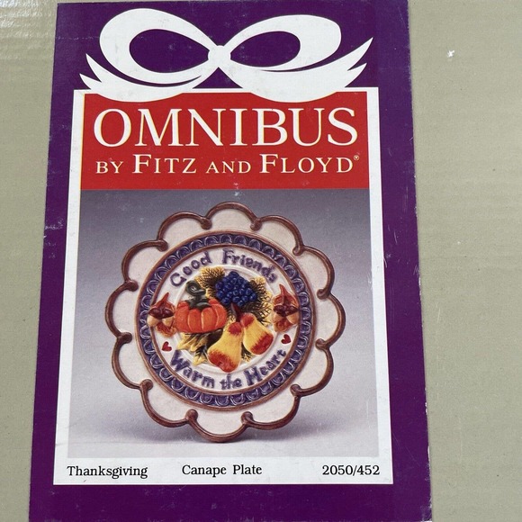 Omnibus by Fitz and Floyd Thanksgiving Canape Plate‎ 2050/452 Harvest Fall Decor - Picture 8 of 12